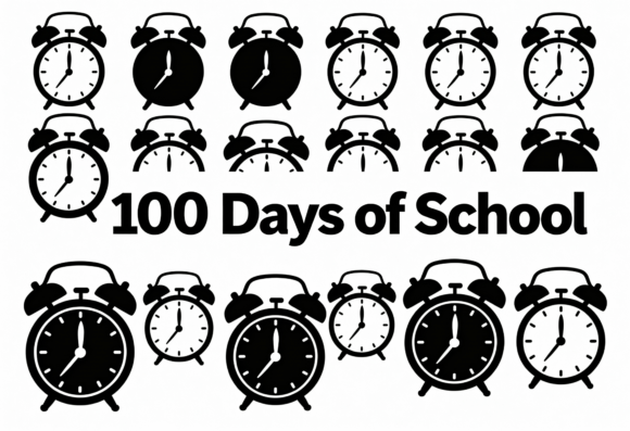 100 Days School Clock Graphics & Crafts
