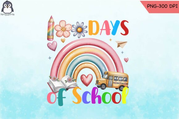 100 Days School Teach PNG for Crafts & Graphics