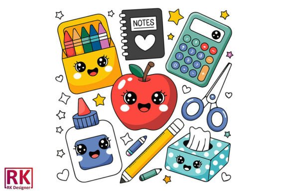 Crayon Box Glue Bottle Cute Boho Teacher Graphics for Crafts
