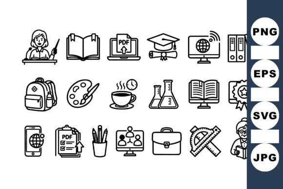 Educational School Icon Set: Graphics for Crafts