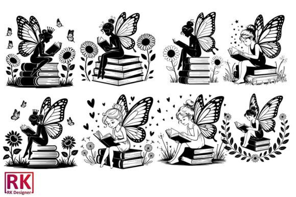 Fairy Reading Book SVG: Crafts & Graphics