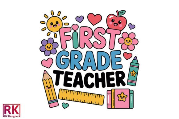 First Grade Teacher Boho Graphics for Crafts