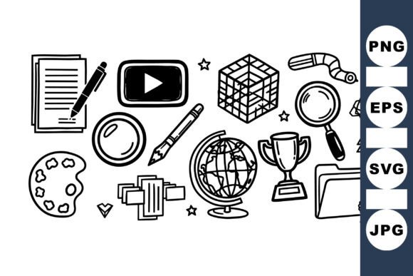 Hand Drawn School Icons: Graphics for Crafts