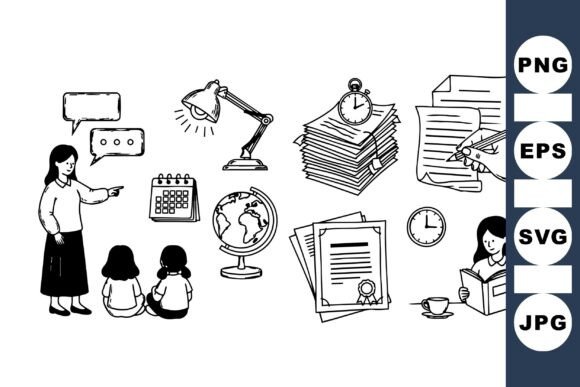 Hand Drawn School Vector Set: Crafts & Graphics