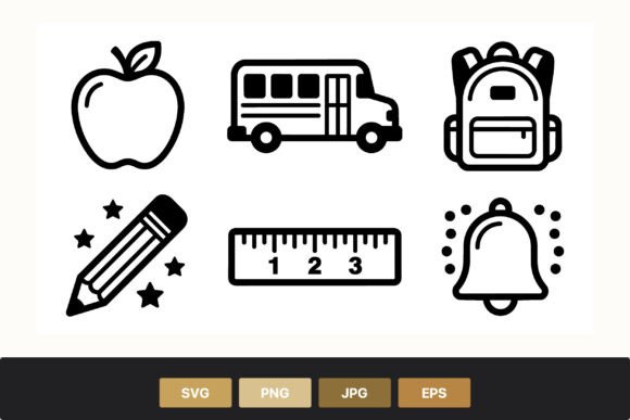 School Icon Set: Graphics for Crafts & Branding