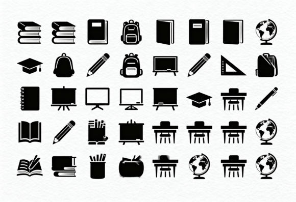 School Icons Clipart Bundle for Crafts & Graphics