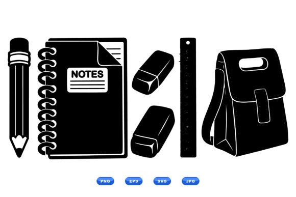 School Supplies Clipart Set: Graphics for Crafts