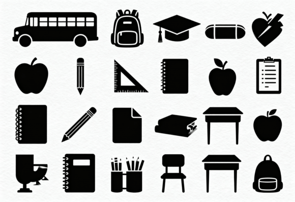School Supplies Icons Bundle: Graphics for Crafts