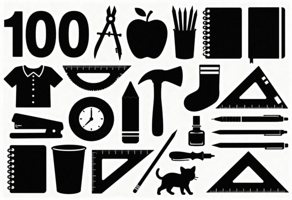 School Supplies Silhouette Bundle: Graphics for Crafts