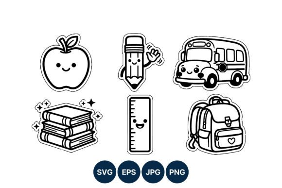 Smiling School Supplies Graphics for Crafts