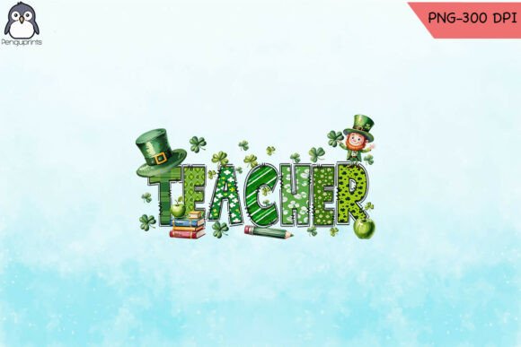 St Patrick Day Teacher Lucky Clover PNG: Graphics for Crafts